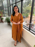 3 Piece Set in Mul Cotton - Mustard Brown mix Tan (4144H) - Mustard Brown mix Tan / M