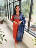 3 Piece Set In Pure Cotton - 3830 - DARK BRICK / L