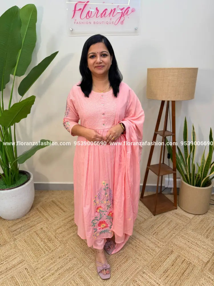 3 Piece Set in Pure Cotton - Baby Peach (4057A) - BABY PINK / S