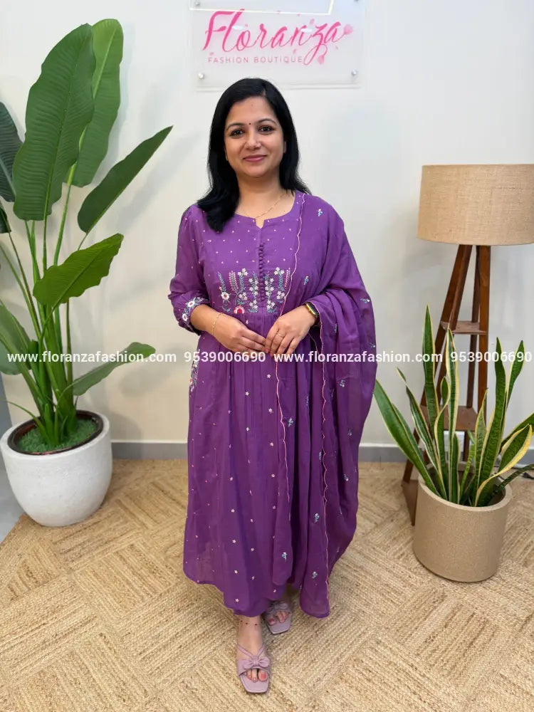 3 piece set in Soft Mul-cotton - Dark Lavender (4077D) - Dark Lavender / M