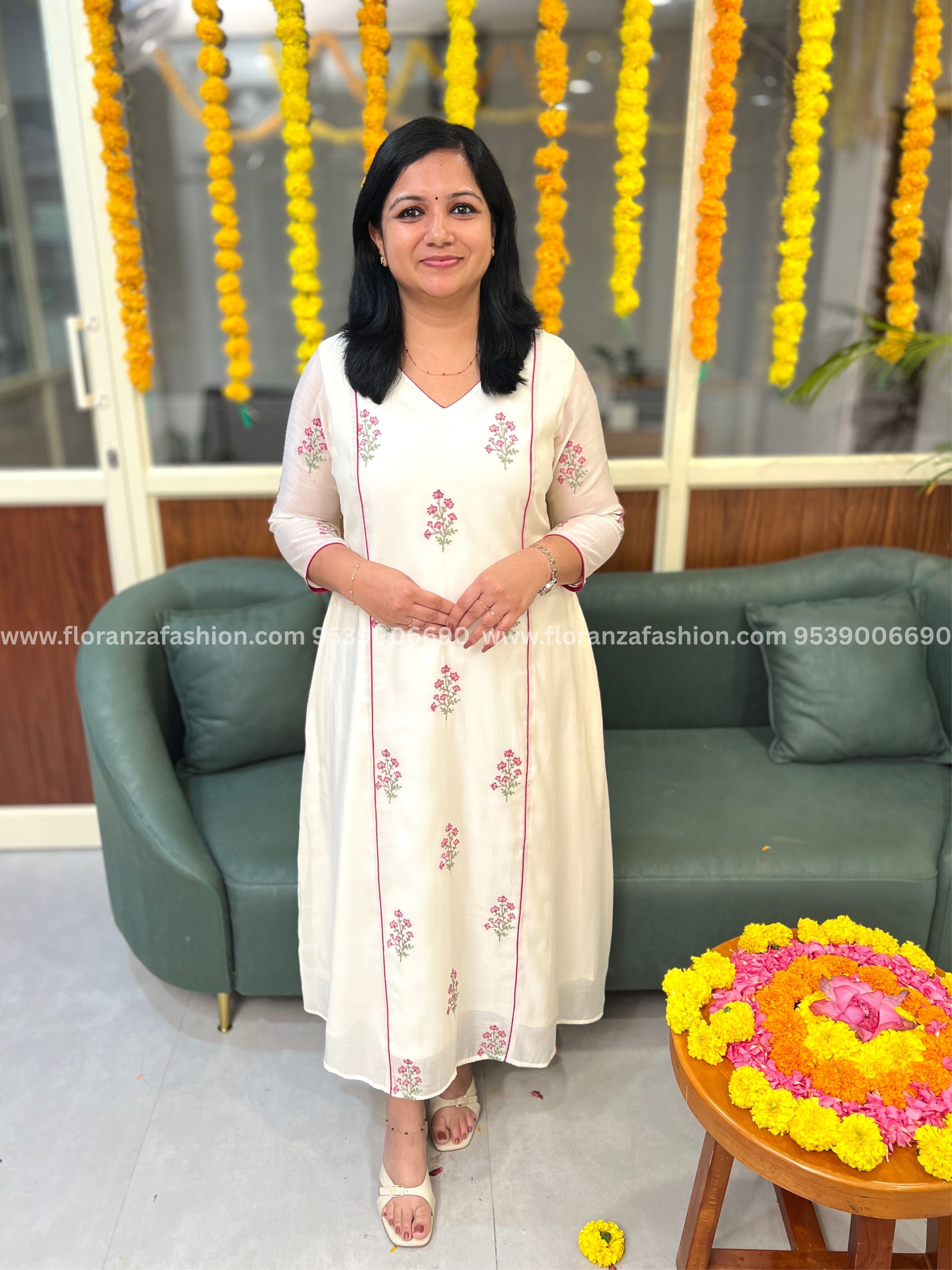Florista Onam Special Kurti in Mul-Chanderi - (3811B)