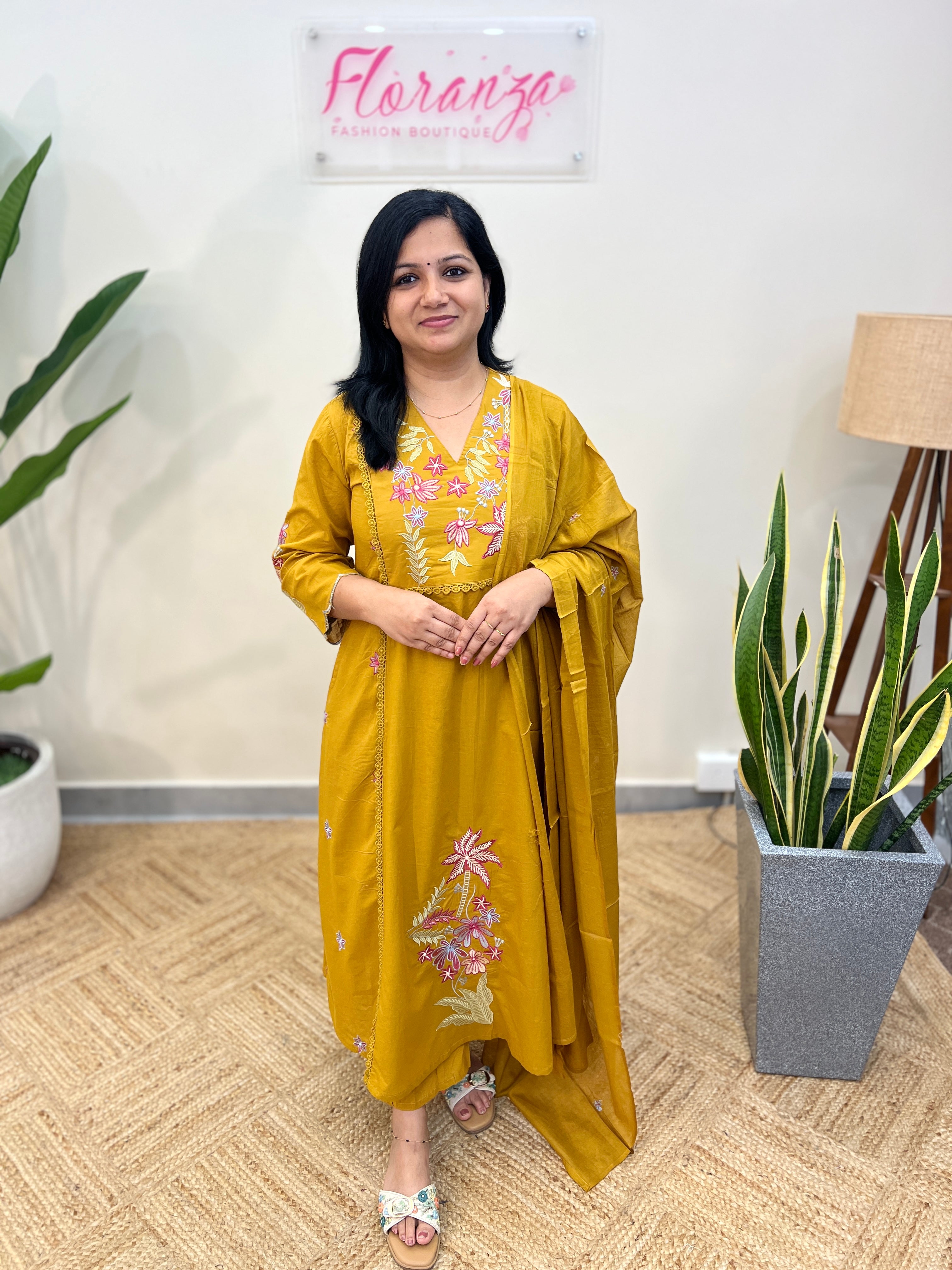 3 Piece Set in Soft Cotton - Dark Mustard Yellow (3585B)