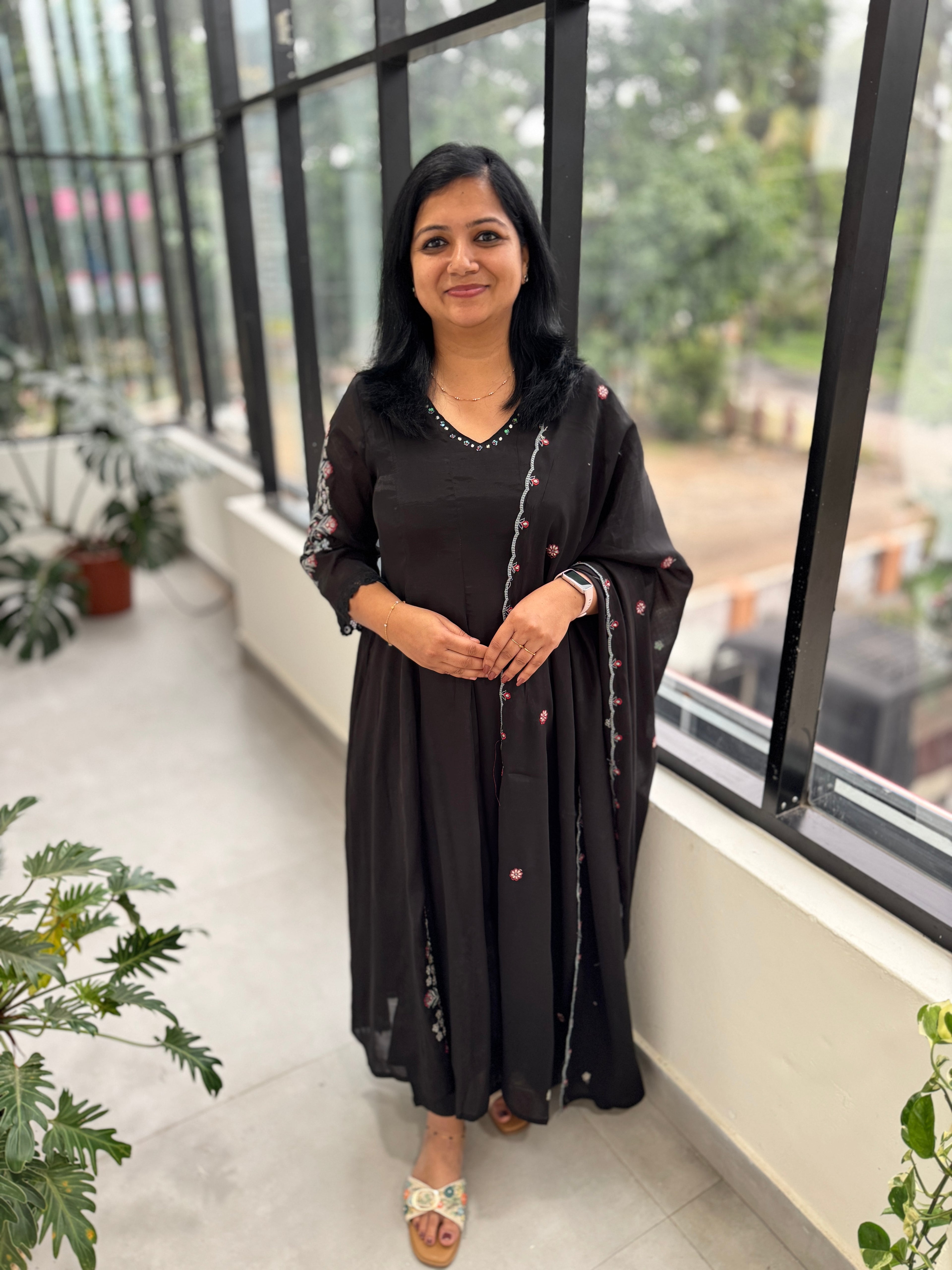 Premium Mul-Chanderi Anarkali 3 Piece Set - 3736