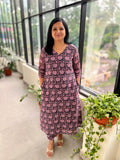 Florista Co-ord set in Printed Georgette - Greyish Black n Pink mix Maroon (3753)