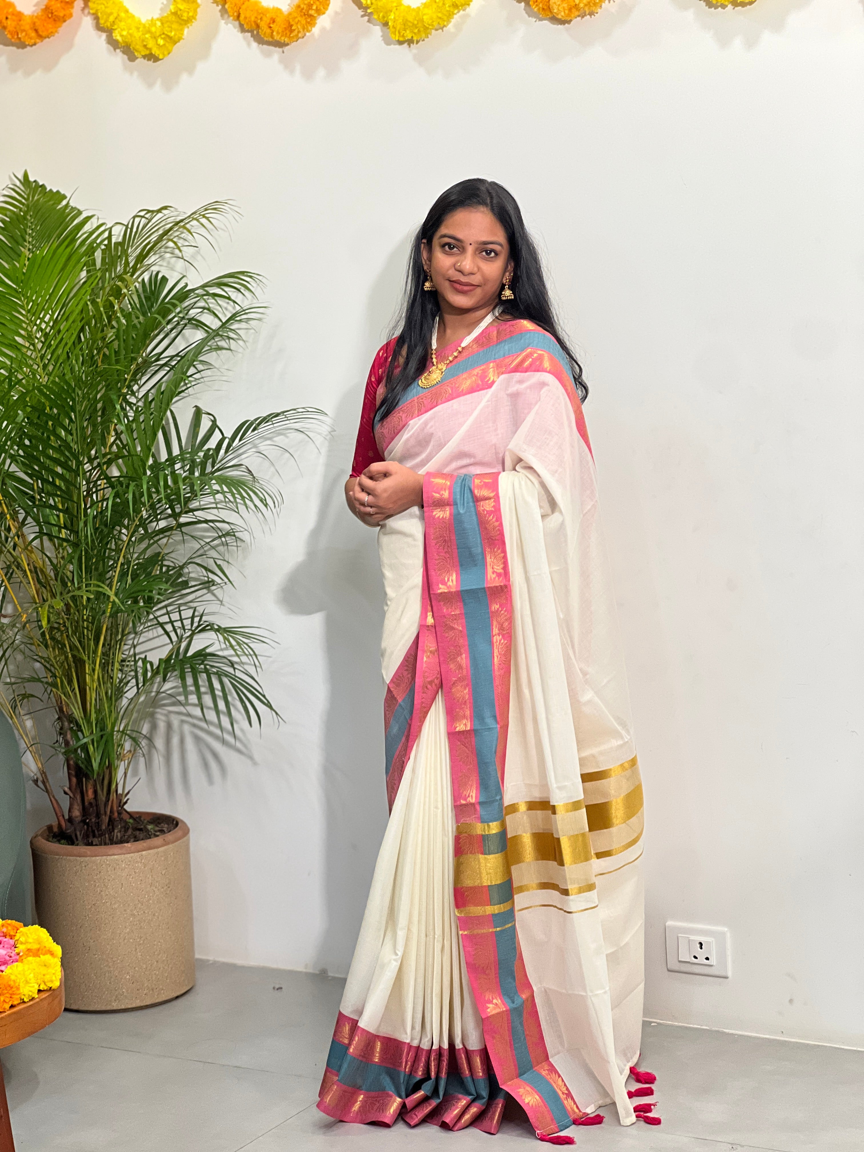 Onam Special saree in Kerala Cotton - 3822