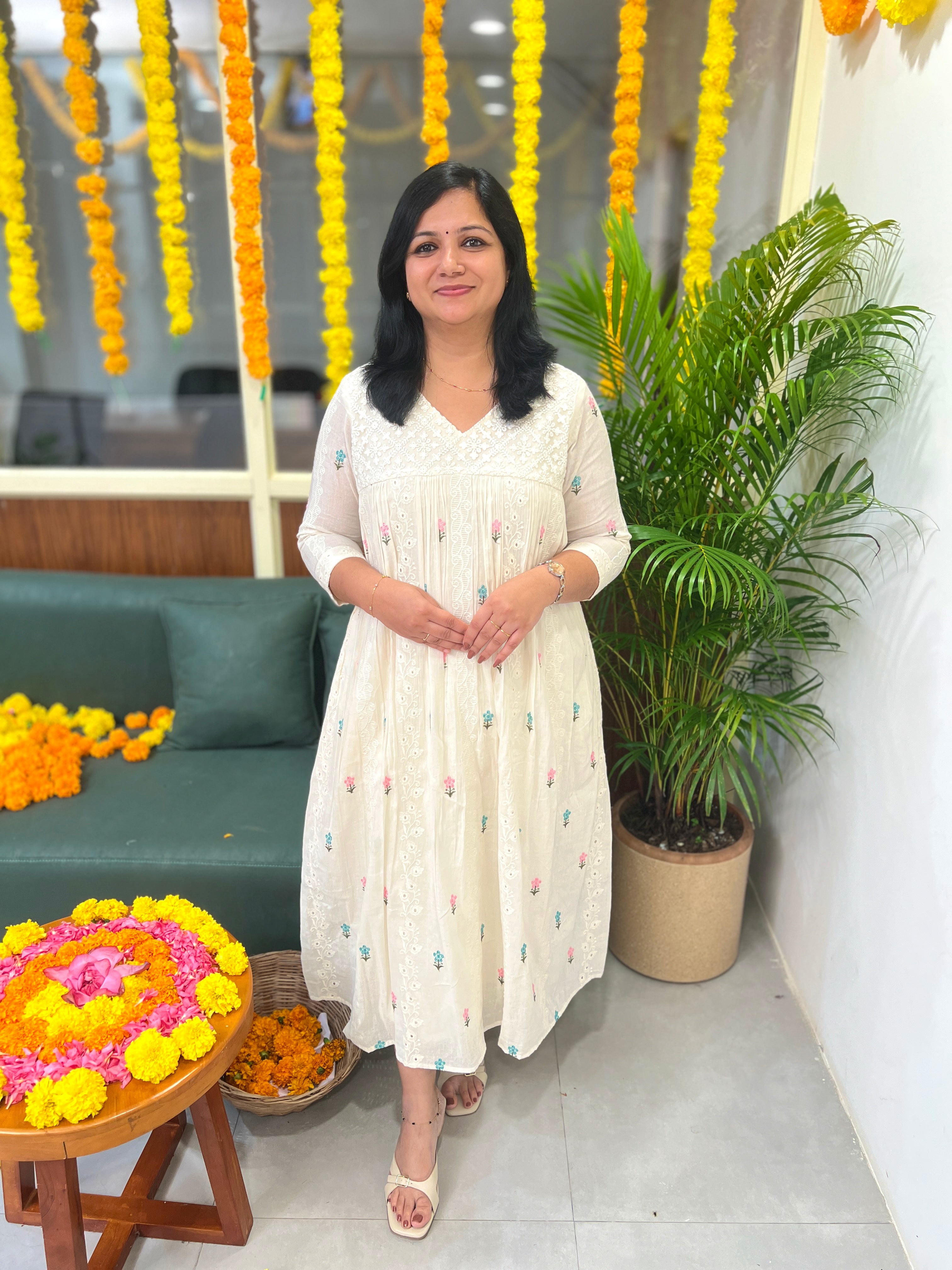 Pre-Book: Florista Onam Special Kurti in Kora Cotton  3814
