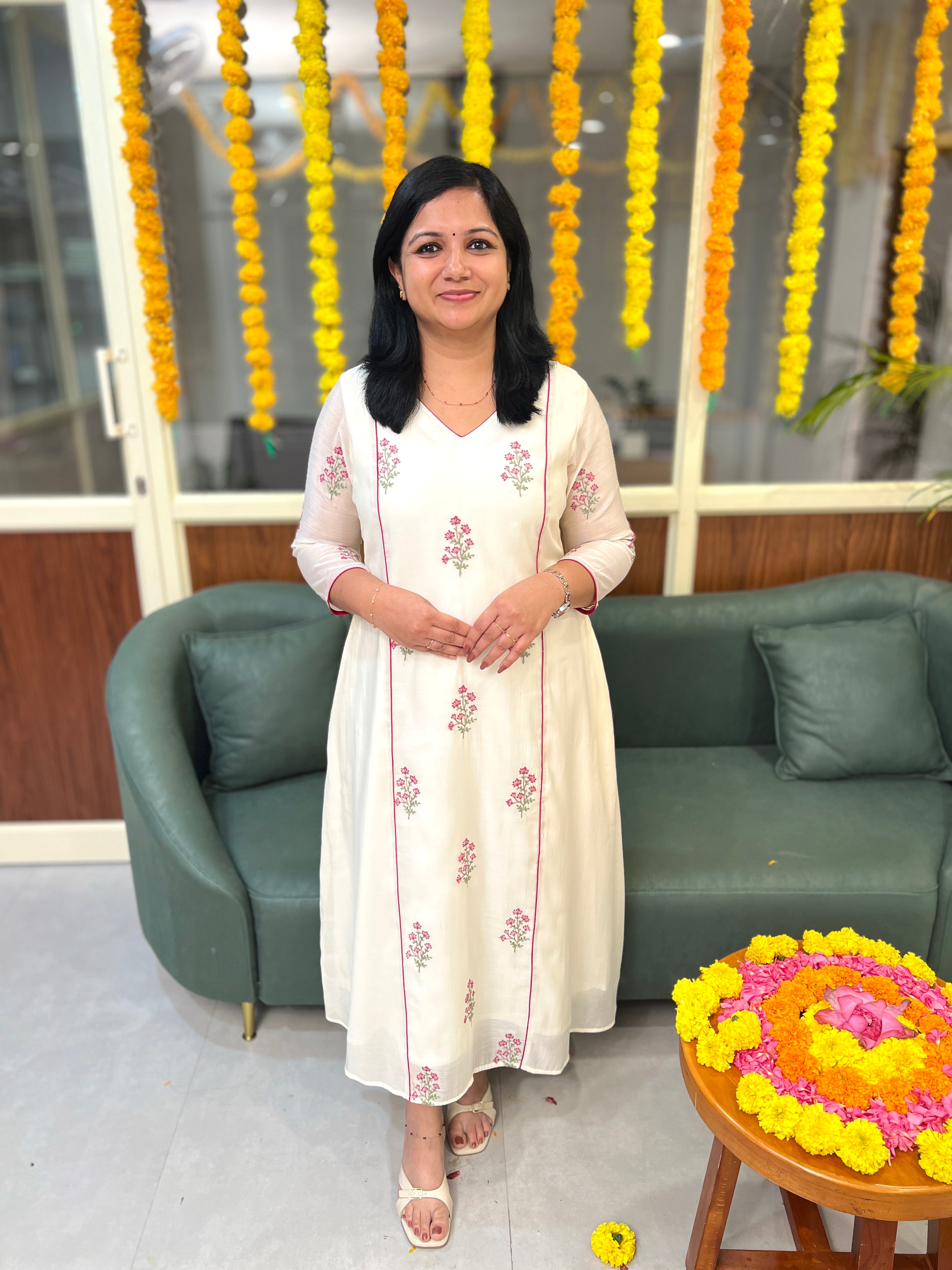 Pre-Book: Florista Onam Special Kurti in Mul-Chanderi - 3811