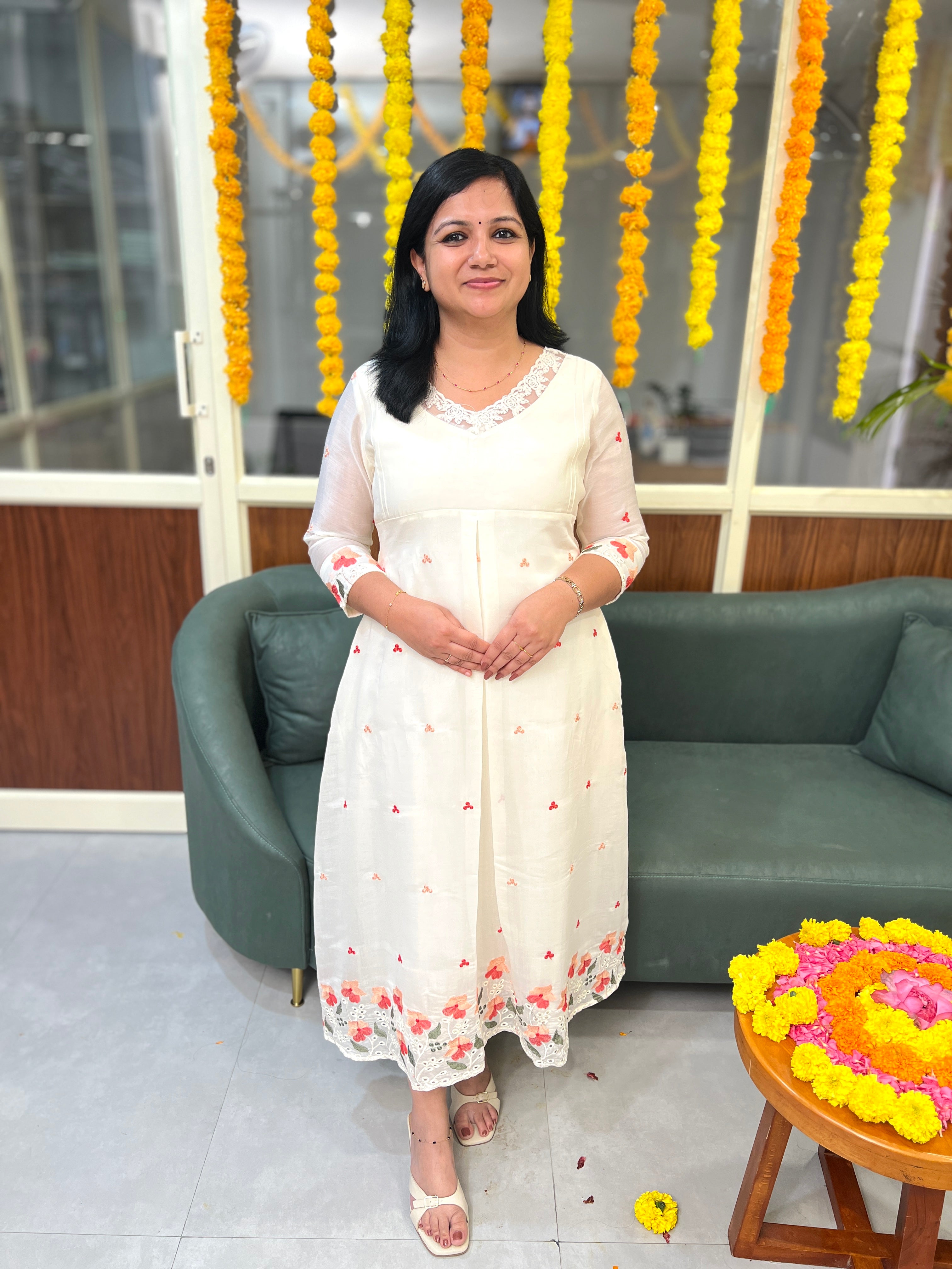 Pre-Book: Florista Onam Special Kurti in Mul- Chanderi  3816