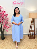 Florista Kurti In Linen Blended Fabric With Check Pattern - 3806