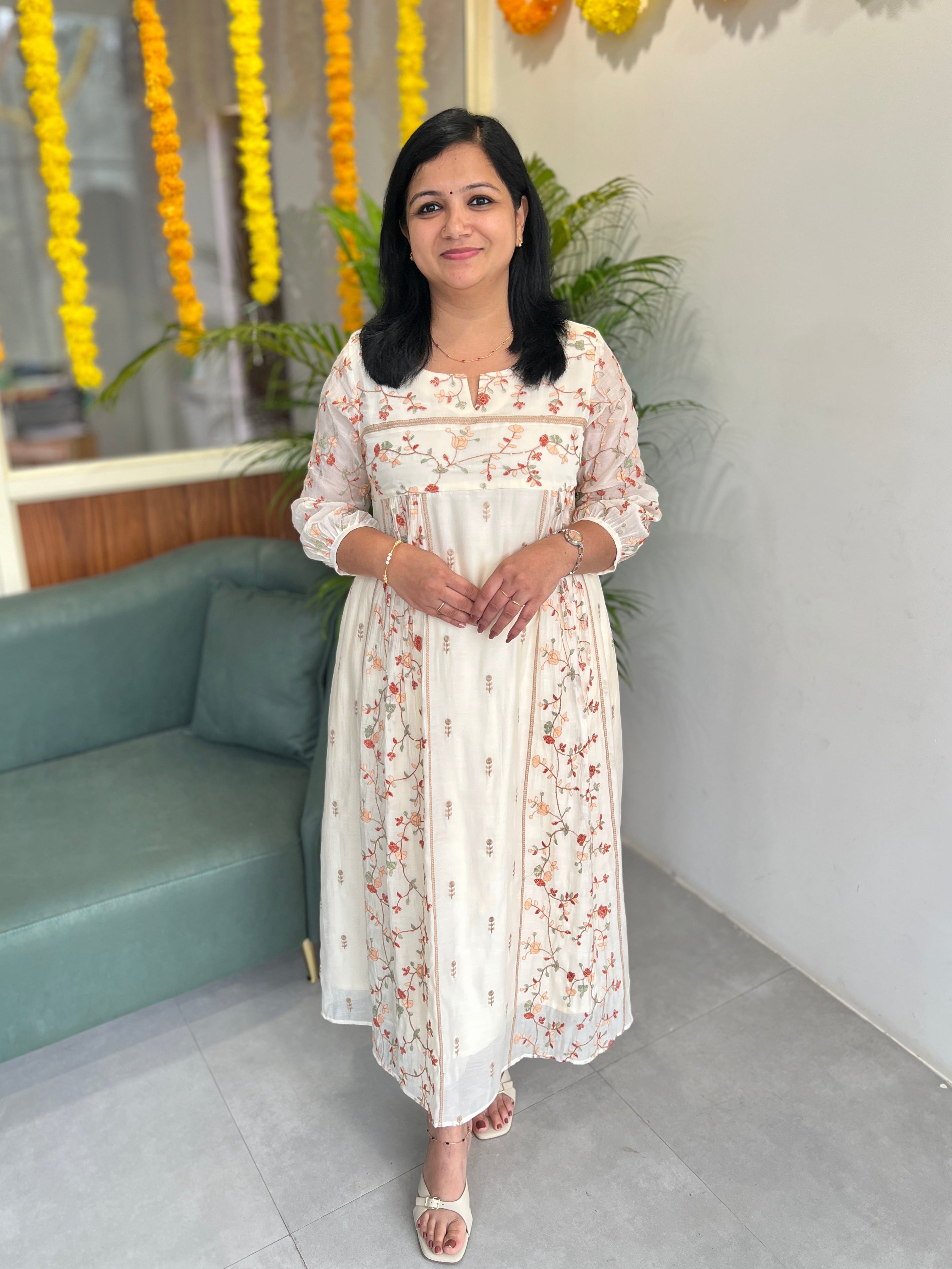 Pre-book Onam Special Florista Kurti In Mul-Chanderi with embroidery - 3835