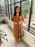 3 Piece Set In  Printed Cotton  Dark Mustard Yellow (3840B)