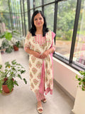 3 Piece Set In Jaipur Cotton with Sanganeri Print (3845)