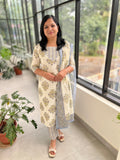 3 Piece Set In Jaipur Cotton with Sanganeri Print (3845)
