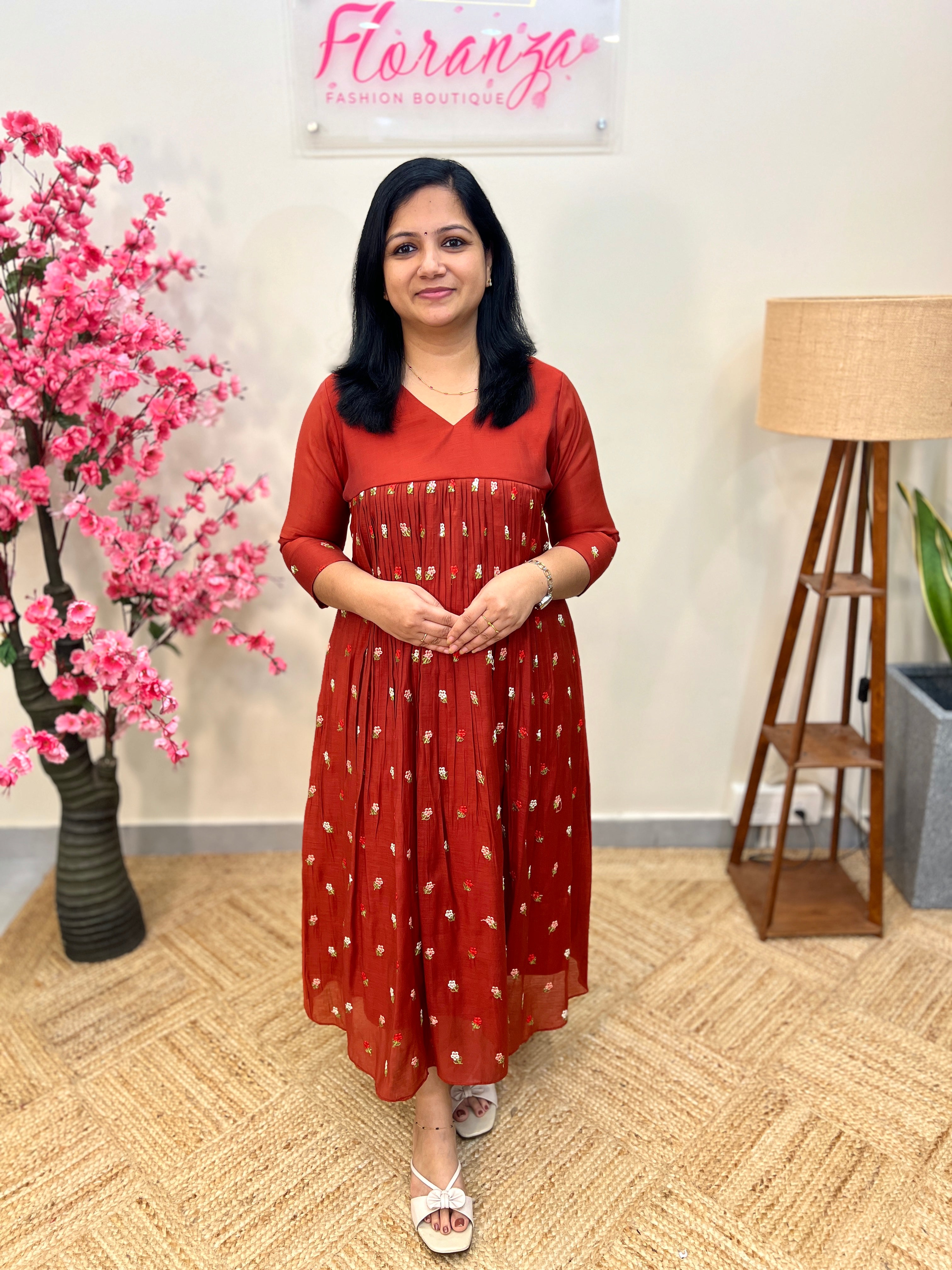 Florista Kurti In Mul-Chanderi (3855)