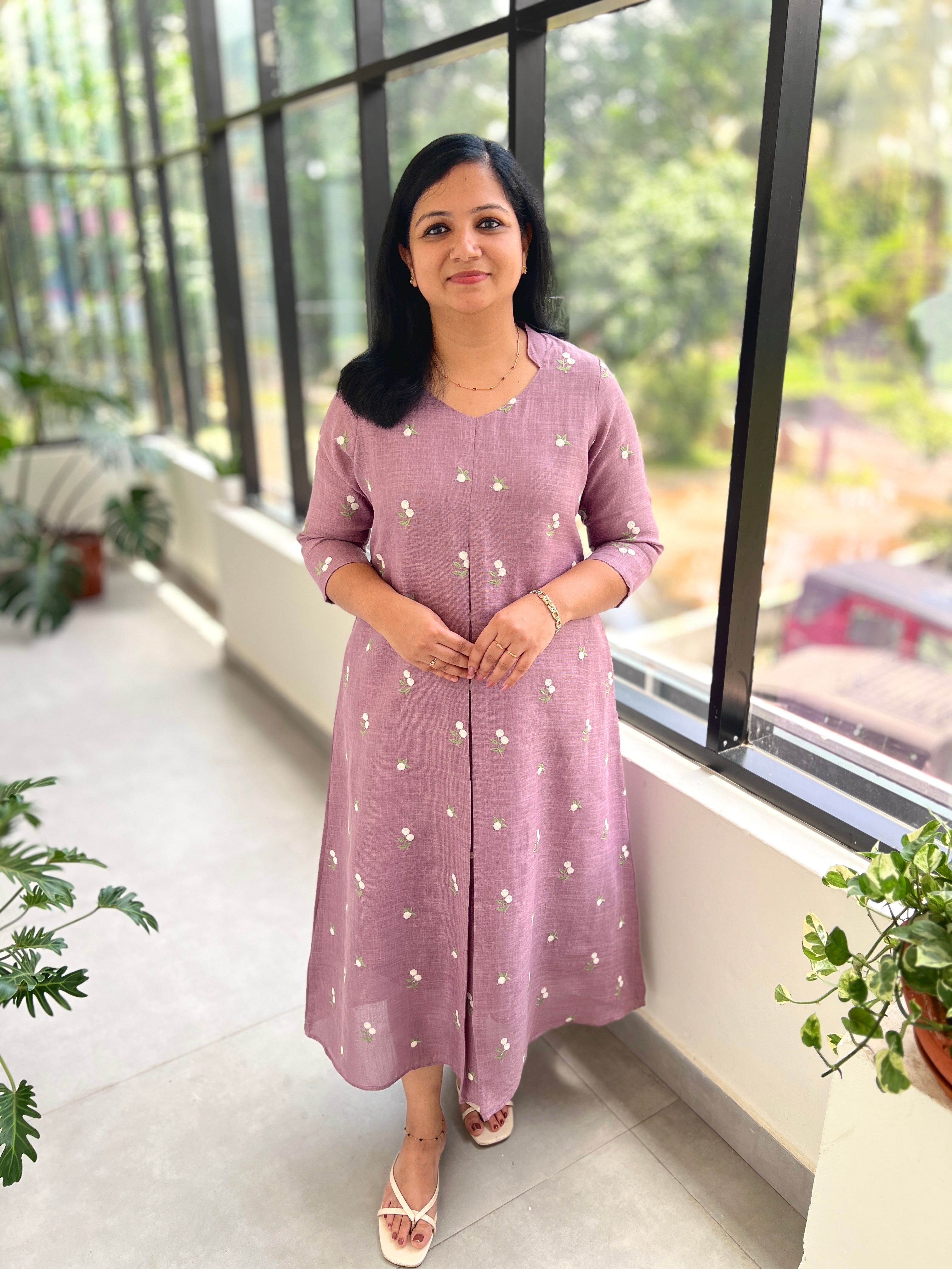 Florista Kurti In Poly Linen-Lilac mix Lavender (3859)
