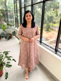 Florista Kurti In Poly Linen-Nude Brown n Lilac mix  (3859)