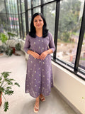 Florista Kurti In Poly Linen-Greyish Lavender   (3859)
