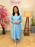 Florista Kurti in Mul- Chanderi-Light Sky Blue(3861)