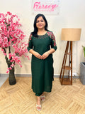 Pre-Book: Florique Kurti In Slub Silk-Dark Bottle Green(3868)