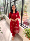 3 Piece Set In Cotton -Red( 3870)