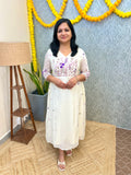Pre-book- Florista Onam special Kurti In Mul-Chanderi - Off-White(3872)