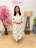 Co-ord Set In Jaipur Cotton with Sanganeri Print- Off-White n Lilac(3876)