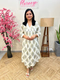Co-ord Set In Jaipur Cotton with Sanganeri Print- Off-White n Light Blue(3876)