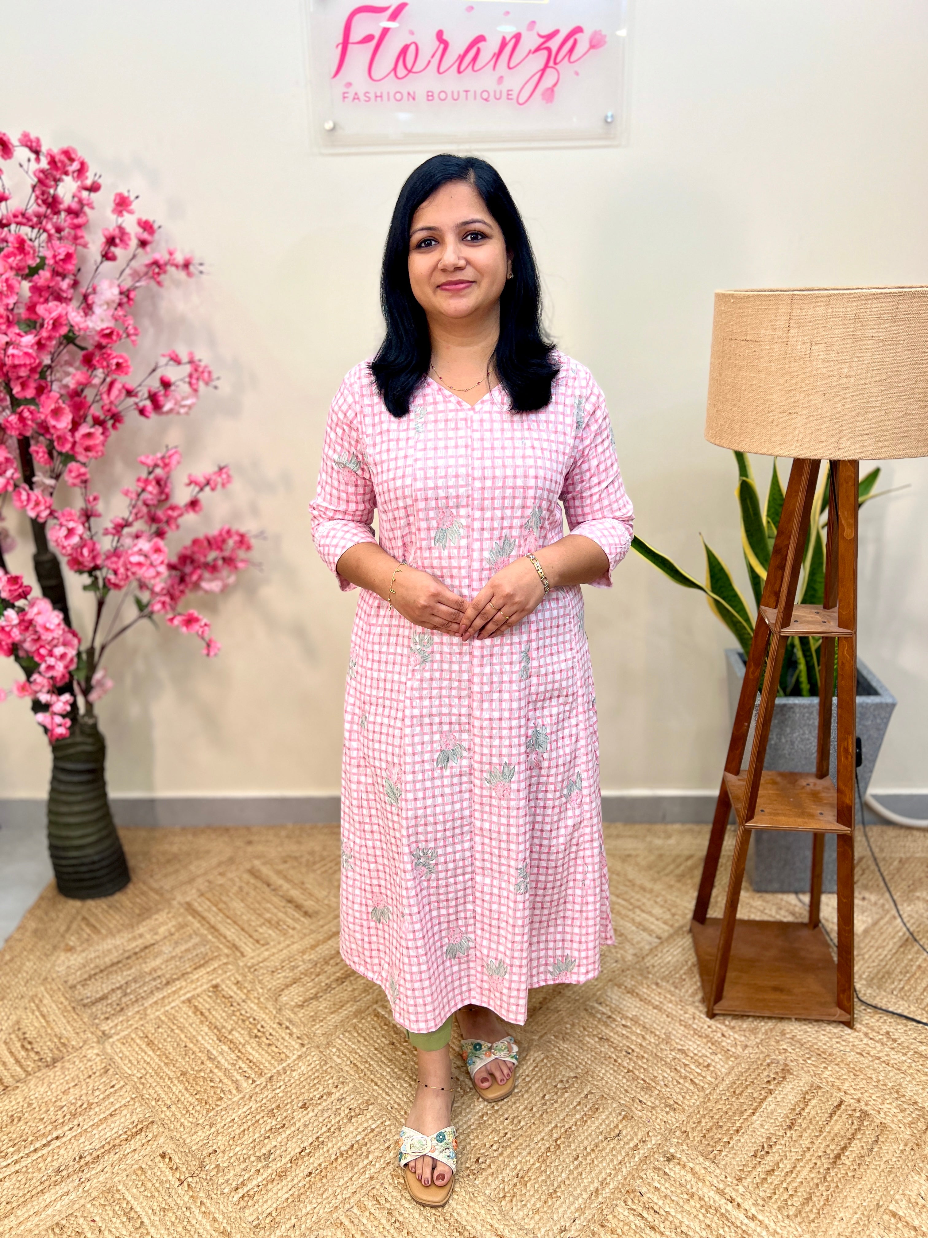 Kurti In Cotton - Pink(3883)