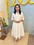 Florista Onam Special Kurti in Kora Cotton-Off-White(3890)