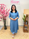 Anvita Brand Kurti In Cotton  - Bluish Grey