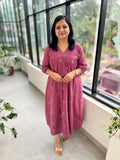 Florista Kurti In South Weaved Cotton - Pink(3892)