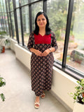 Florista 2 Piece Set in Printed Cotton -Black n Red(3877)