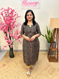 Florista Budget Friendly Kurti In Cotton- Black n Beige (3894)