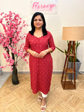 Florista Kurti In South Weaved Cotton -Red( 3900)