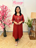 Anvita Brand Kurti In  Cotton -Brick Red(3901)
