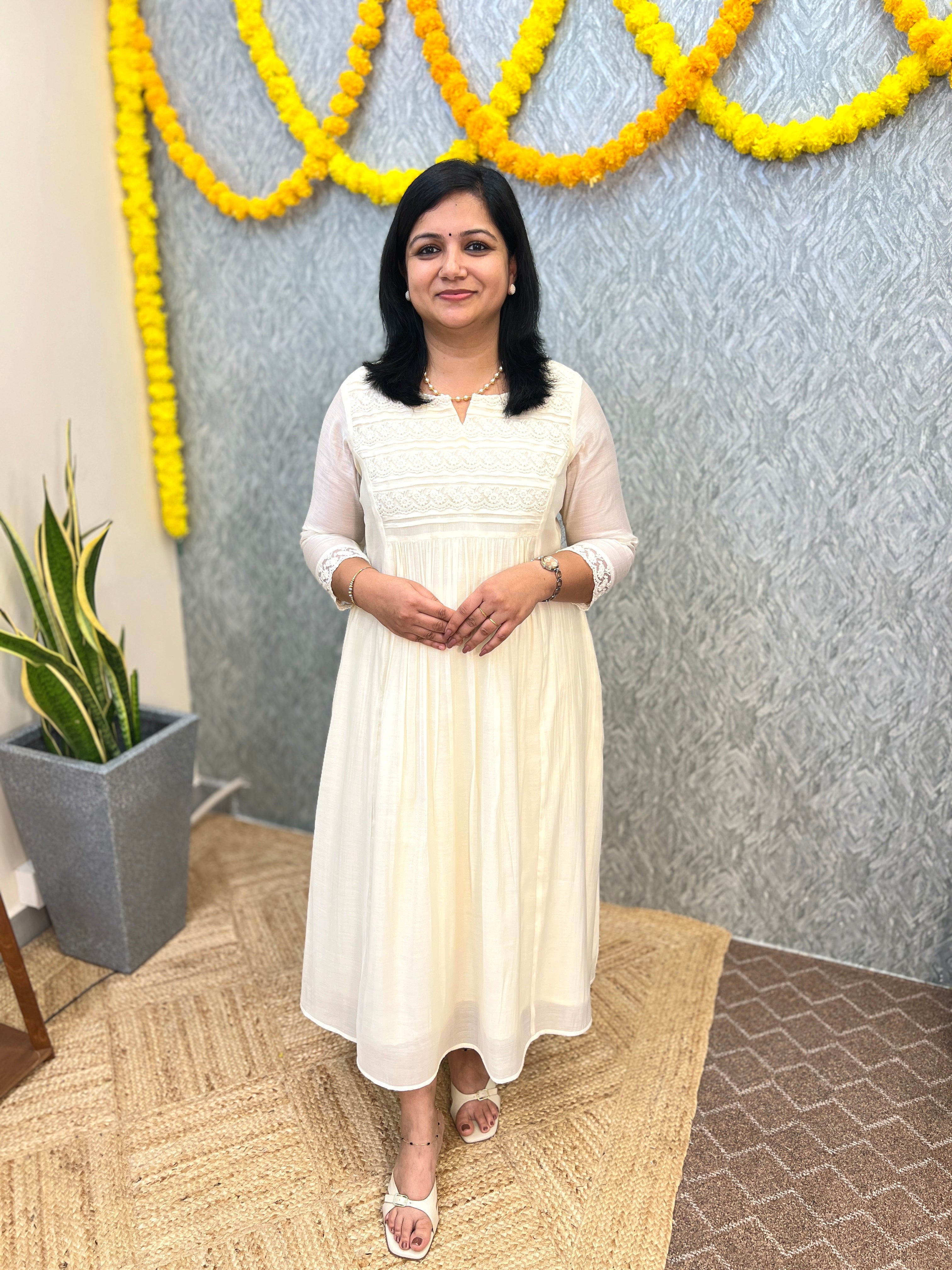 Florista Onam Special Kurti In Mul-Chanderi -Off-white(3902)