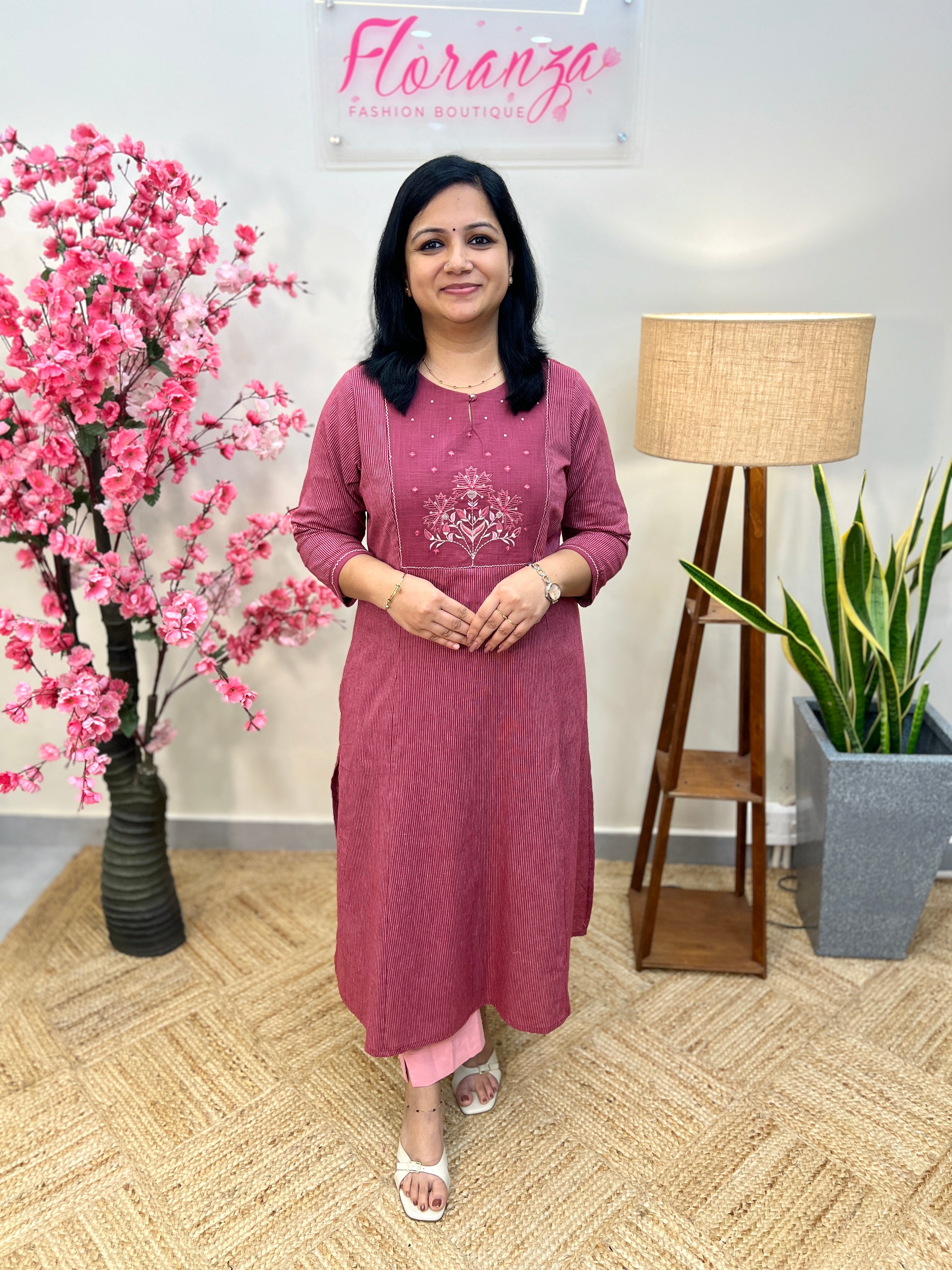 Anvita Brand Kurti In Cotton -Mauve Pink(3907)