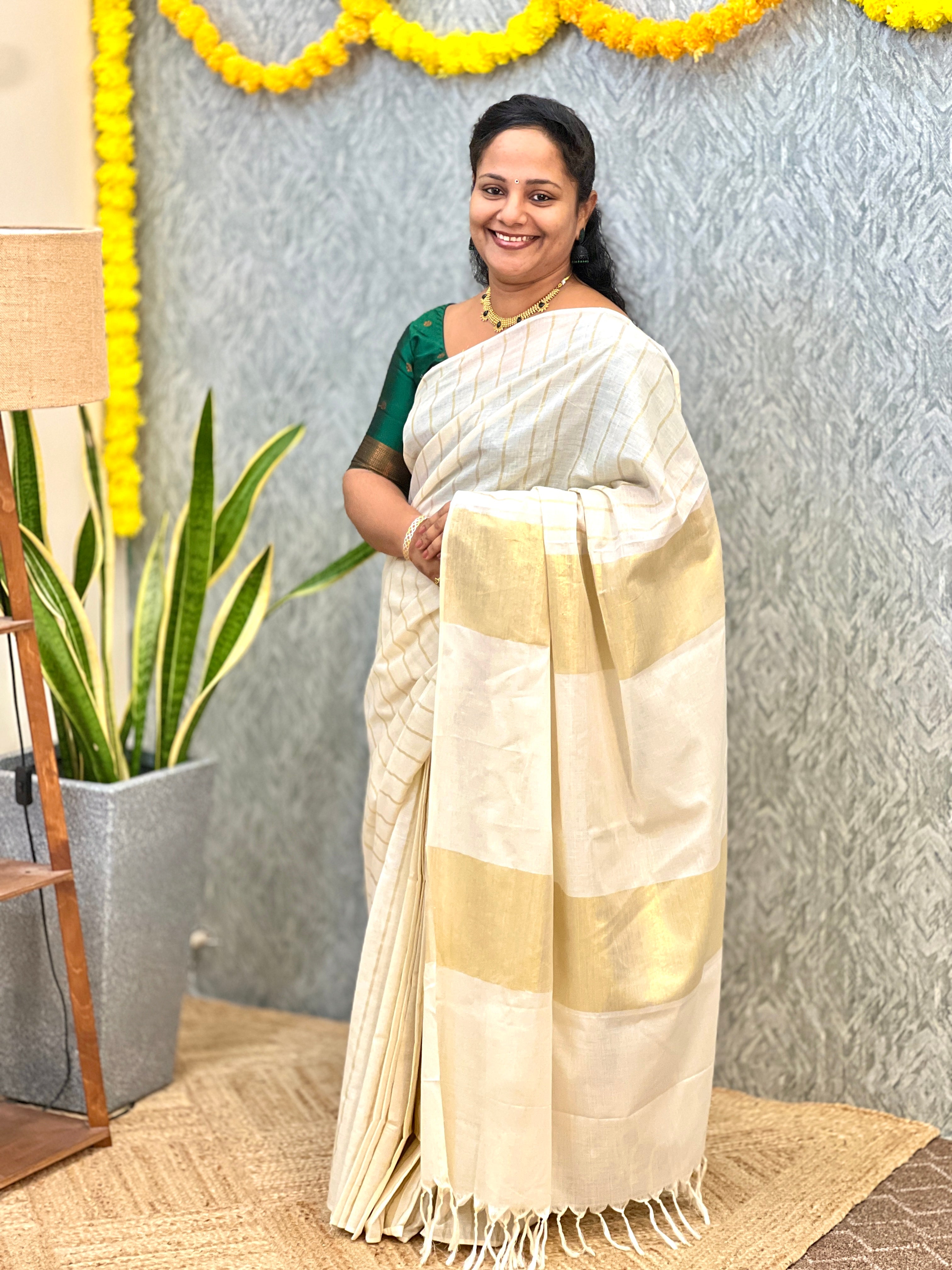 Onam Special Saree in Kerala cotton (3921)