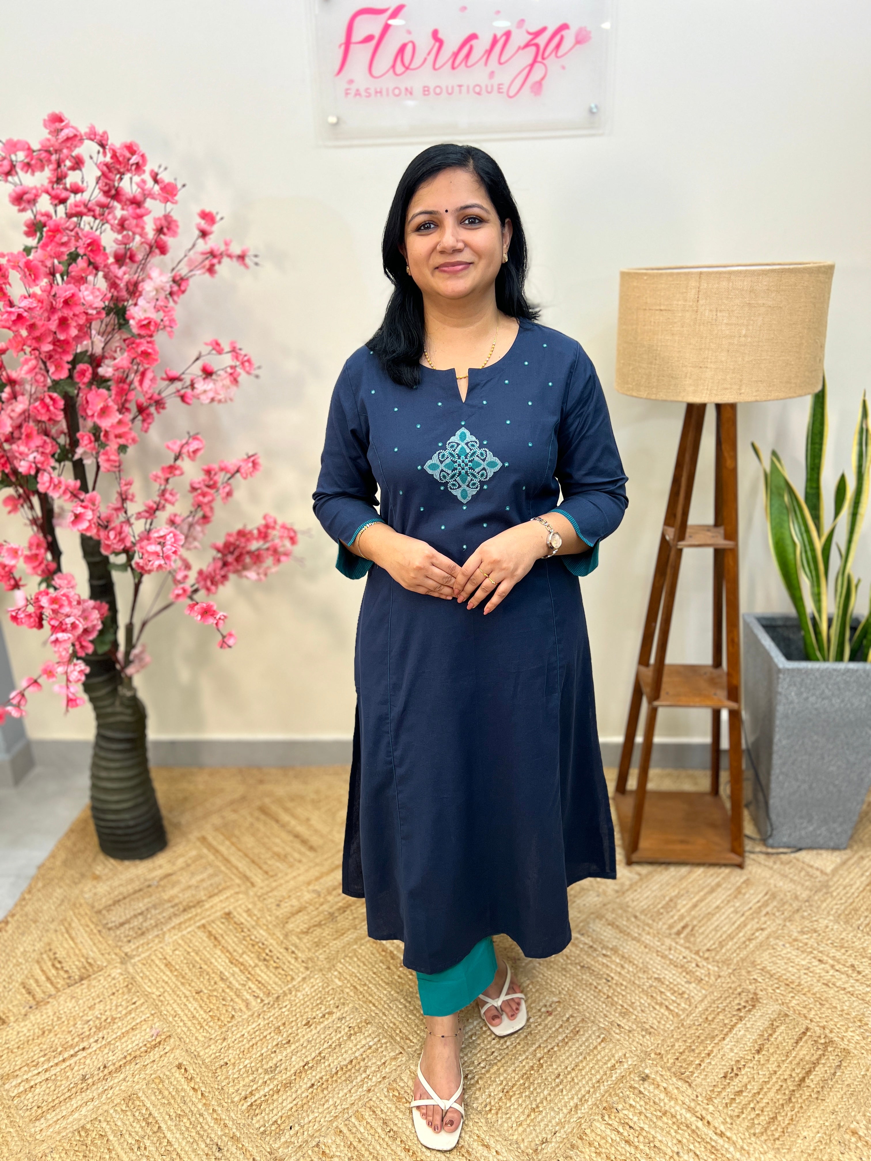 Anvita Brand Kurti in Cotton -Dark Blue(3916)