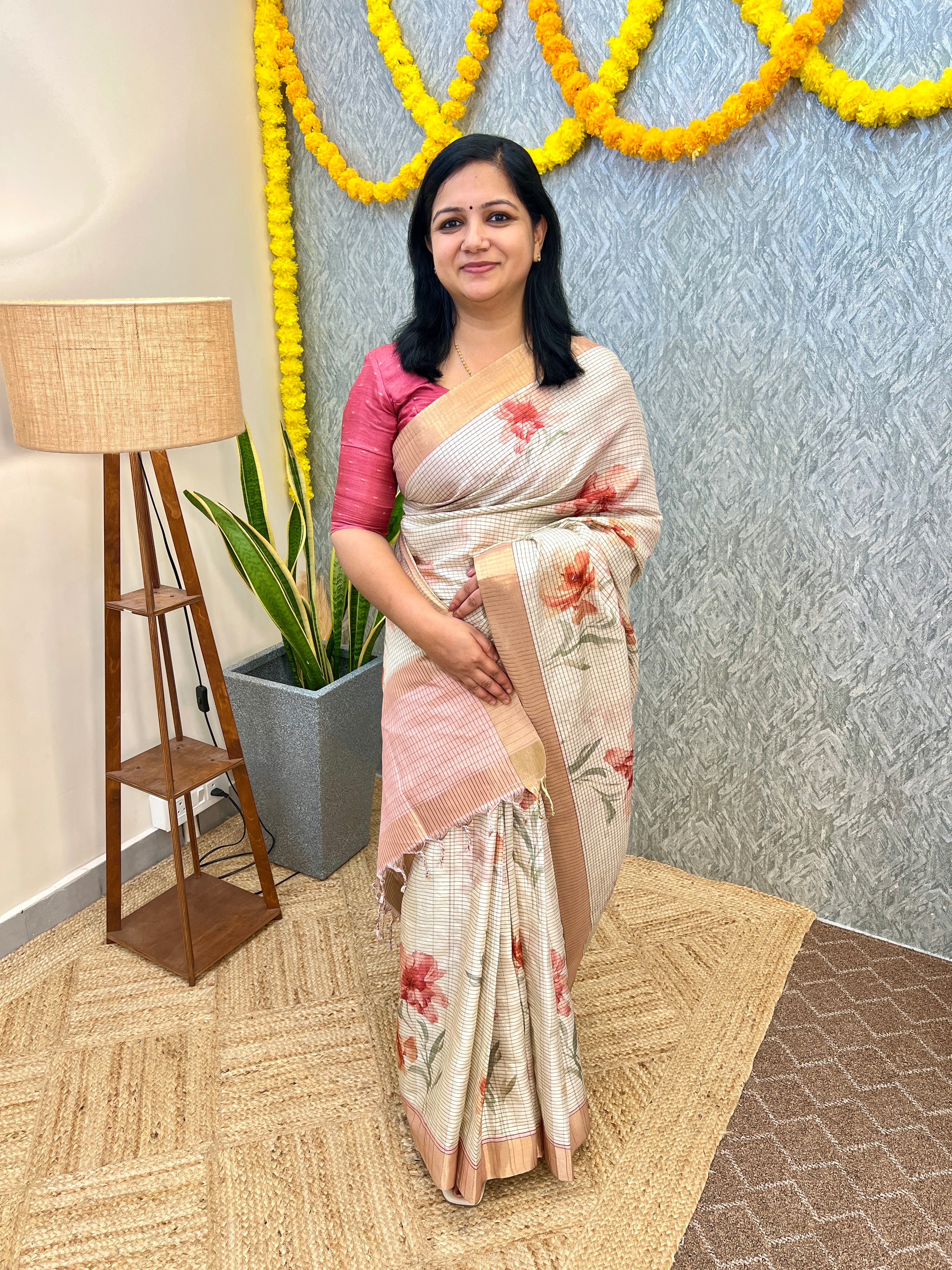 Onam Special Saree in Semi silk-Off White (3921)