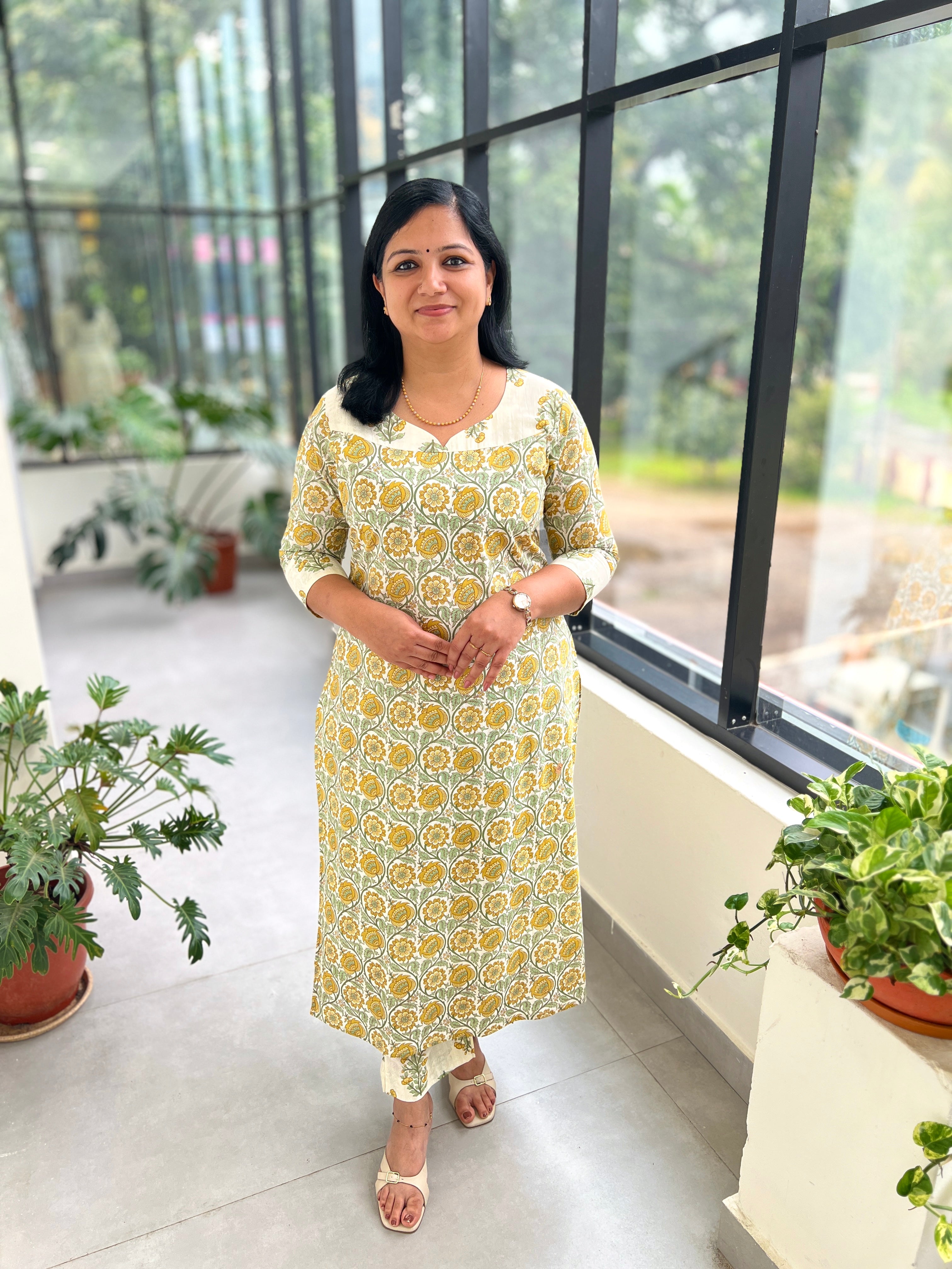 Florista 2 Piece Set in Cotton - Lemon yellow n Green Mix(3920)
