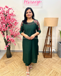 Pre-Book: Florique Top n Bottom In Slub Silk-Dark Bottle Green(3868)