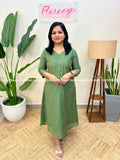 Aline Kurti In Chanderi - Green (3953B) - Green / M