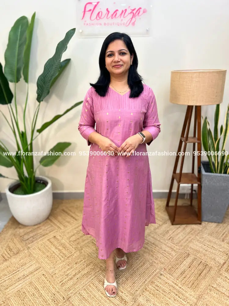Aline Kurti In Chanderi - Lavender (3953D) - LAVENDER / M
