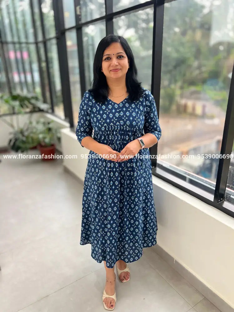 Aline Kurti In printed cotton - Indigo (3946) - Indigo blue / M
