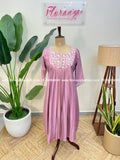 Aline kurti in semi silk - Lavender 1000B - LAVENDER / XL