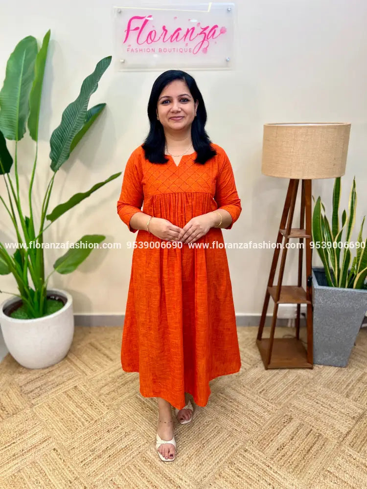 Aline Kurti In South Cotton - Orange (3968D) - Orange / M