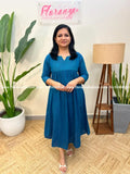 Aline Kurti In South Cotton - Peacock Blue mix Navy Blue (3968B) - PEACOCK BLUE / M