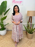 Anarkali 3 piece set - Pink and lilac mix (4076B) - Pink / M