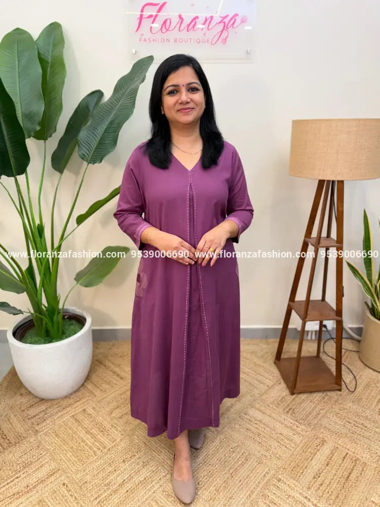 Anvita Brand Aline Kurti in Cotton - Dusty Lavender (4139) - Dusty Lavender / M